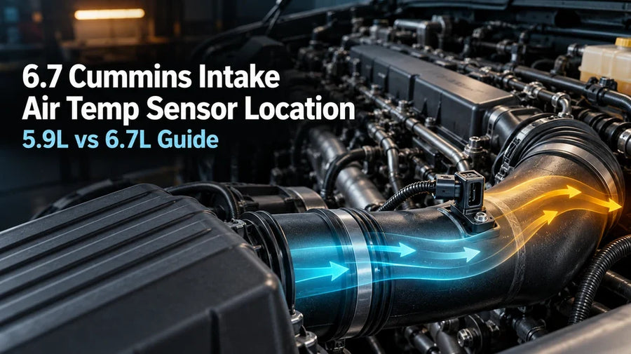 Cummins intake sensor highlighted beside the 5.9L vs 6.7L guide title