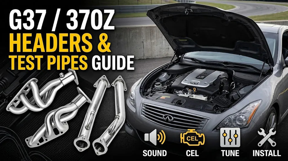 G37 and 370Z performance exhaust components header test pipe guide