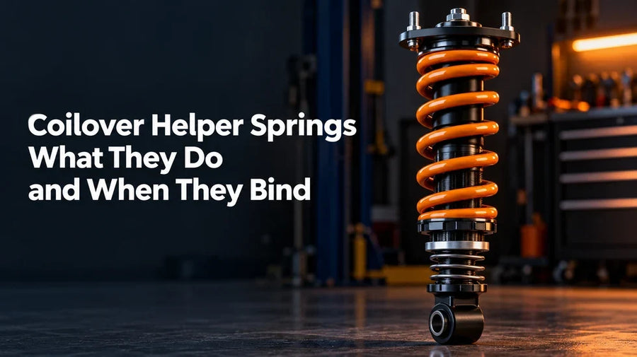 Coilover helper spring beside the main spring in a setup guide