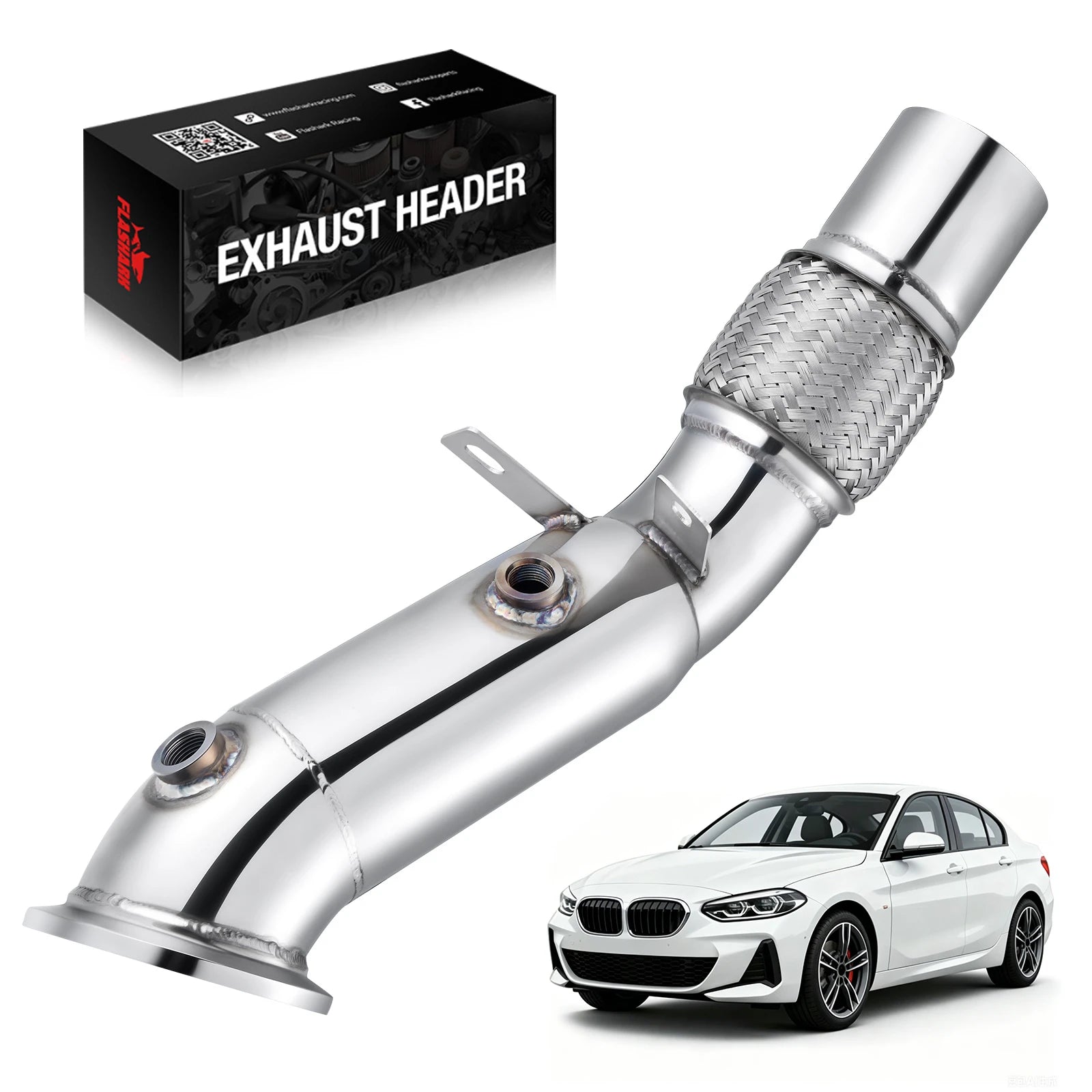 Downpipes sin catalizador Flashark para BMW B48 (chasis G/F) 120i/220i/230i/320i/330e/330i/420i/430i/630i/730i y xDrive 2016-2021