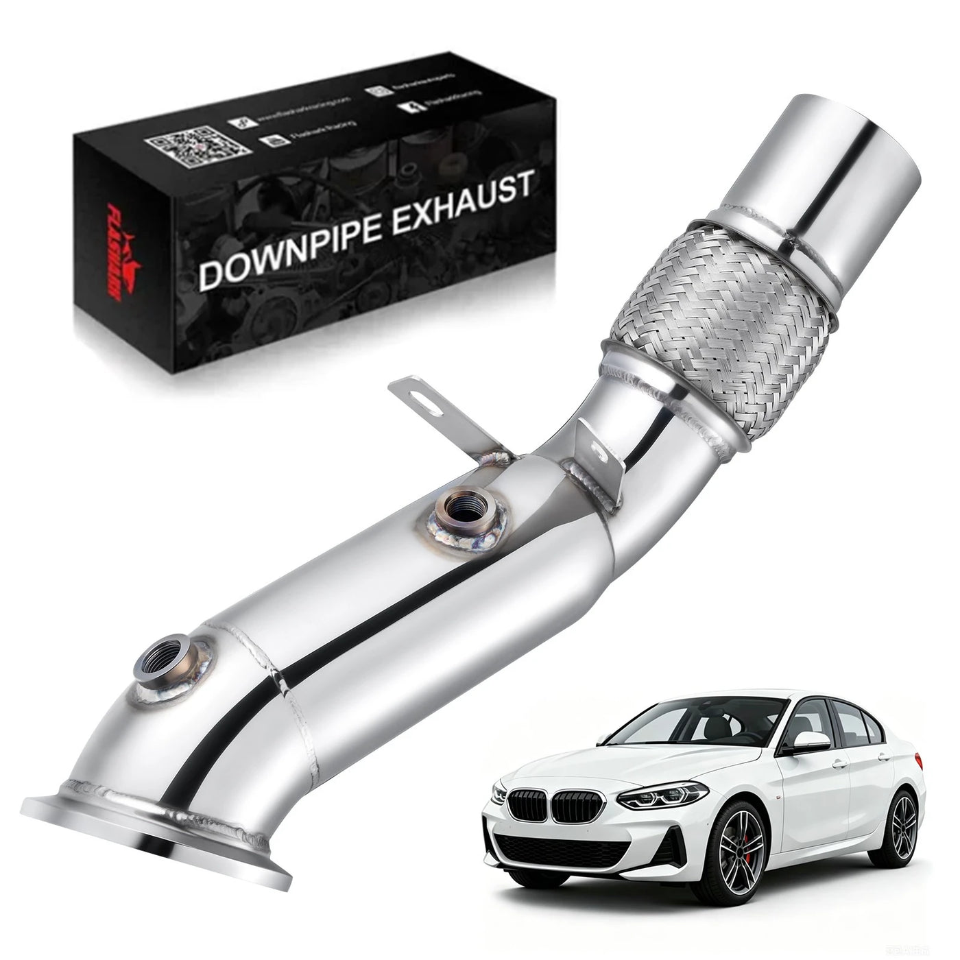 Flashark Catless Downpipe for 2016–2021 BMW 120i / 220i / 230i / 320i / 330i / 330e / 420i / 430i