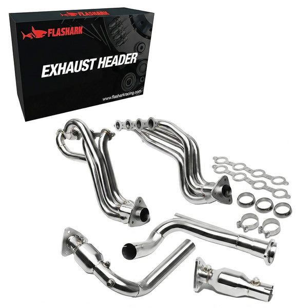 Exhaust Header for 1999-2006 Chevy Silverado/Avalanche/Suburban/Tahoe GMC Sierra/Yukon GMT800 4.8L 5.3L 6.0L V8 Engine (with EGR Valve)