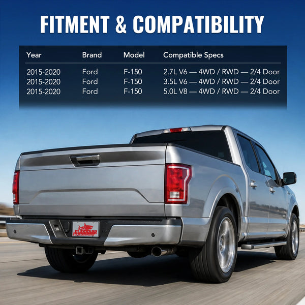 Catback Exhaust System For 2015-2020 Ford F150 2.7L 3.5L 5.0L 3-Inch W/ Black/Polished Muffler Tips