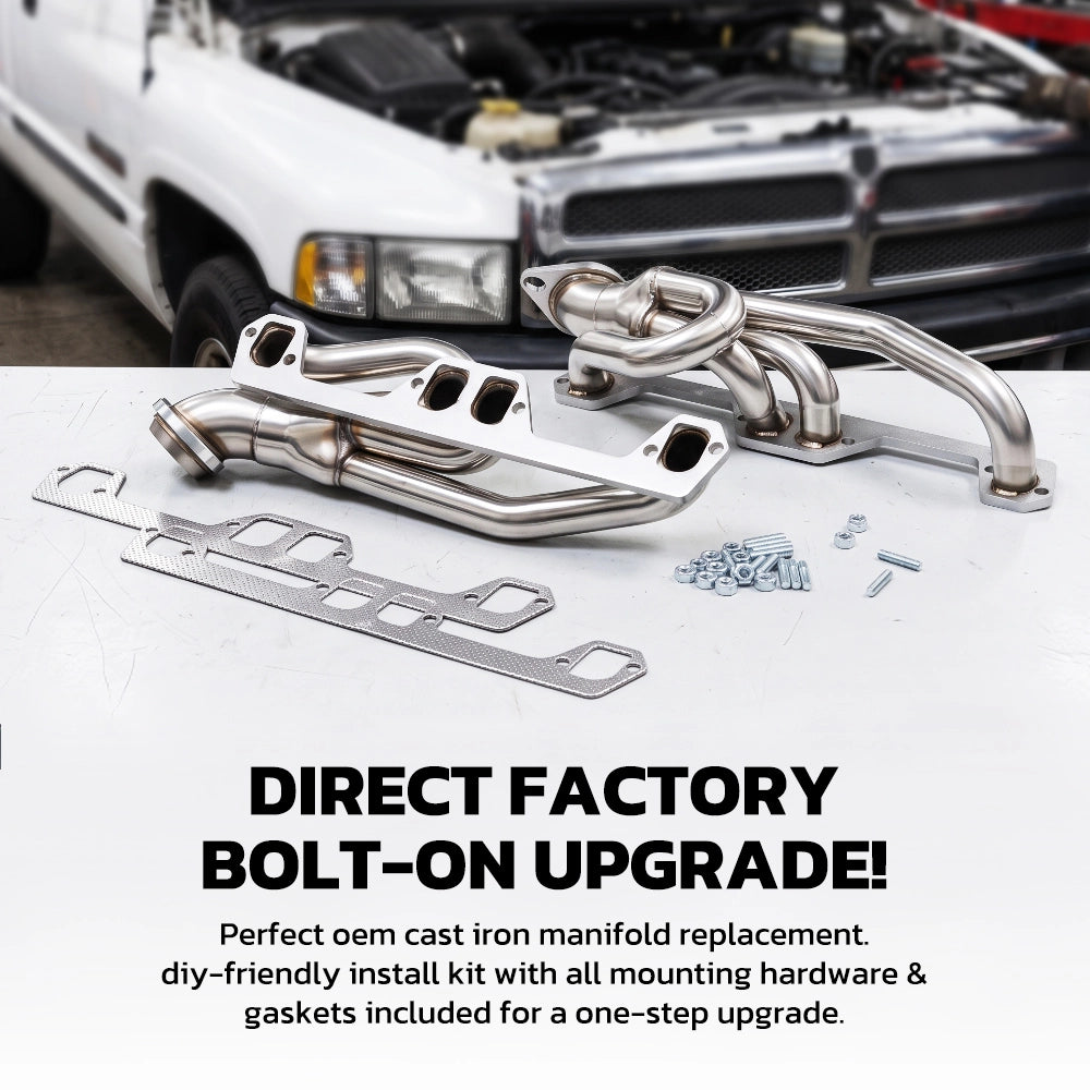 Exhaust Header for 1994-2004 Dodge Ram 1500 / 2500 / 3500 / Dakota / Durango丨5.2L / 5.9L Magnum V8丨2WD ONLY