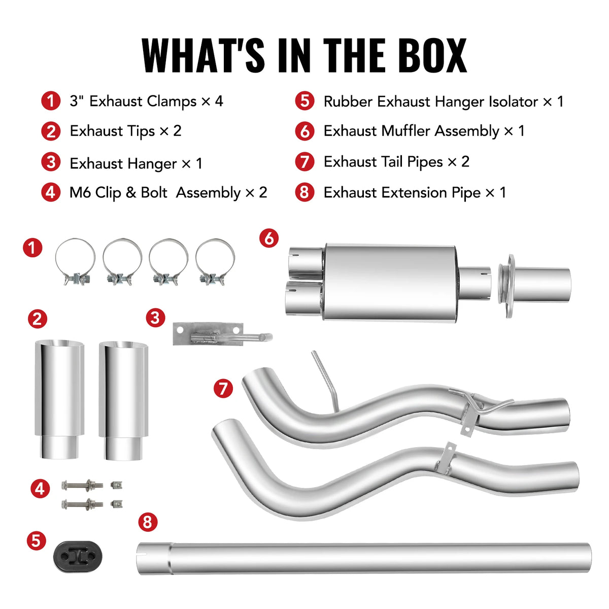 Sistema de escape Catback para Ford F150 2015-2020 (2,7 L, 3,5 L, 5,0 L), 3 pulgadas, con puntas de silenciador negras y pulidas