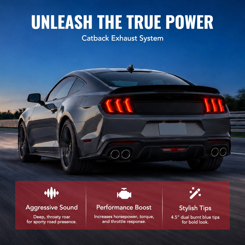 Sistema de escape Catback para Ford Mustang 2.3L EcoBoost 2015-2023 con punta de silenciador N1