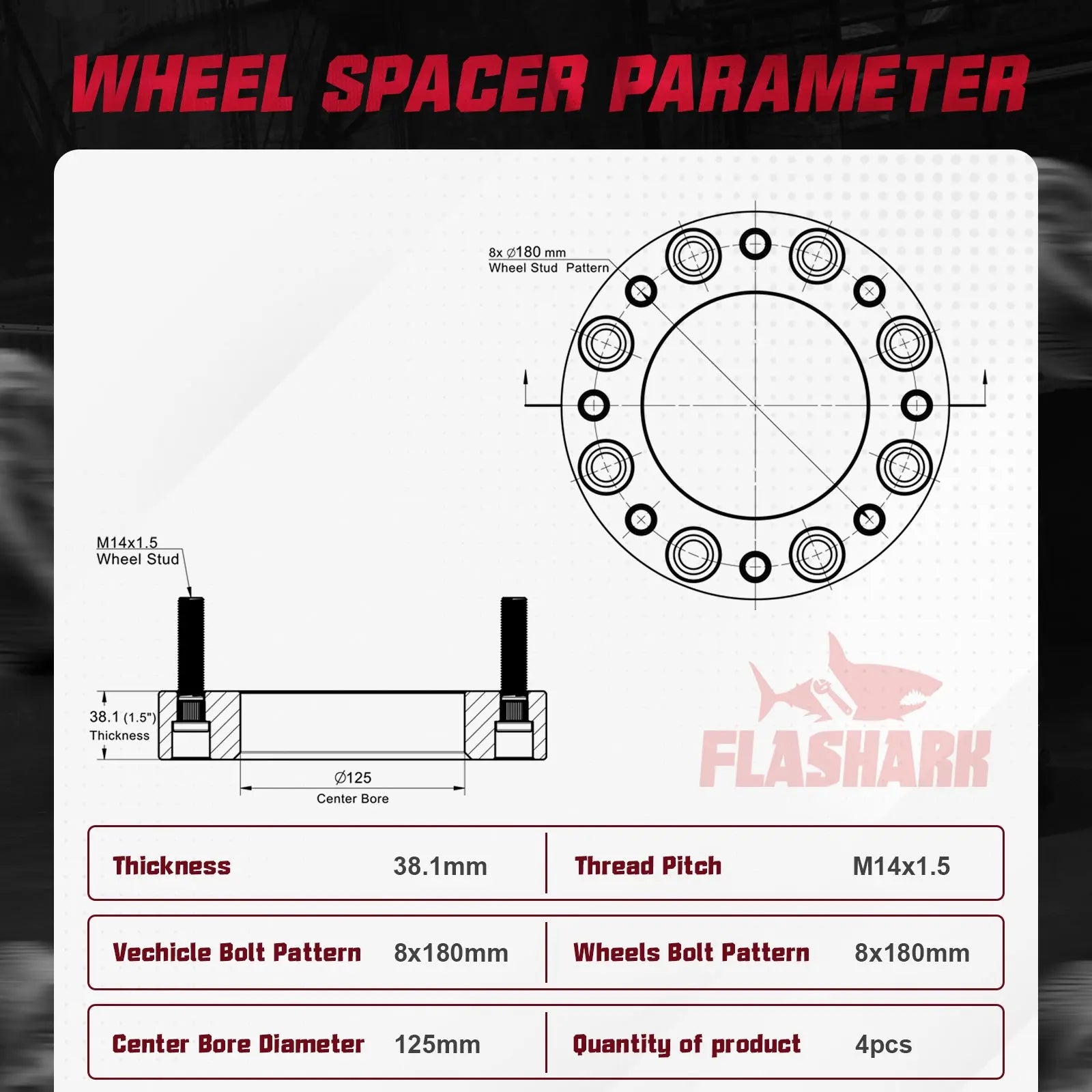 1.5"/2" 2011-2022 Chevy Chevrolet Silverado GMC Sierra 2500 3500 8x180mm Wheel Spacers 4PCS Flashark