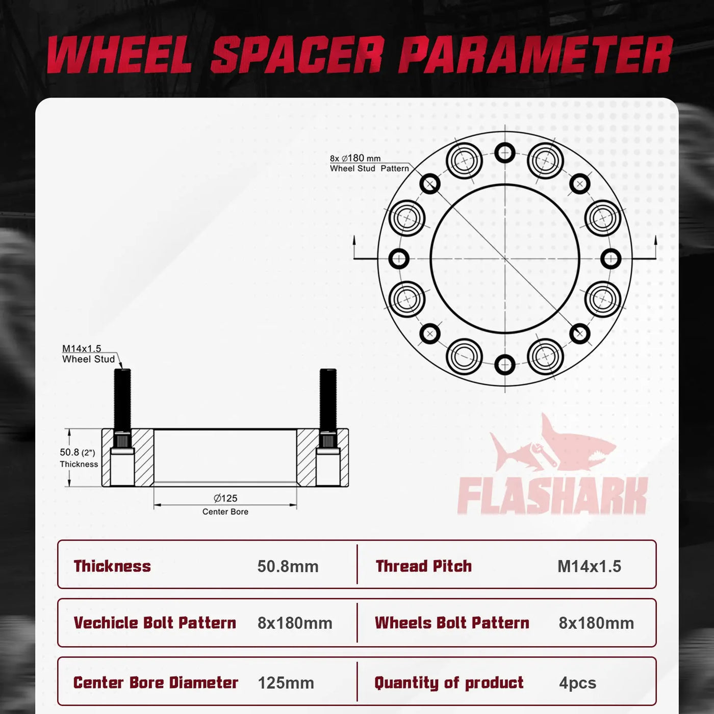 1.5"/2" 2011-2022 Chevy Chevrolet Silverado GMC Sierra 2500 3500 8x180mm Wheel Spacers 4PCS Flashark