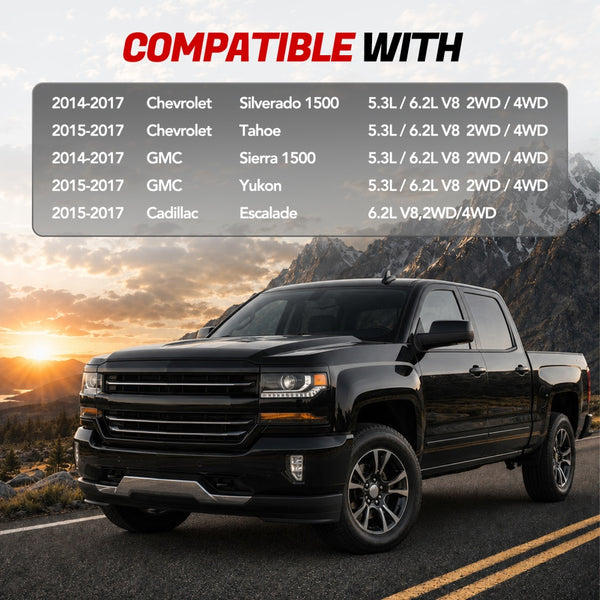 Long Tube Headers For 2014-2017 Chevy Silverado 1500/Tahoe GMC Sierra 1500/Yukon Cadillac Escalade 5.3L 6.2L V8 | 2WD 4WD