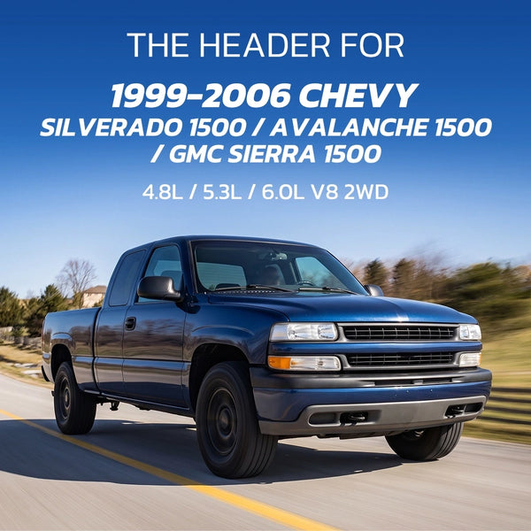 Colectores de escape de tubo largo y tubo en Y para Chevy / GMC Silverado / Avalanche / Sierra 1500 4.8L / 5.3L / 6.0L Vortec 1999-2006 con entrada de aire frío opcional