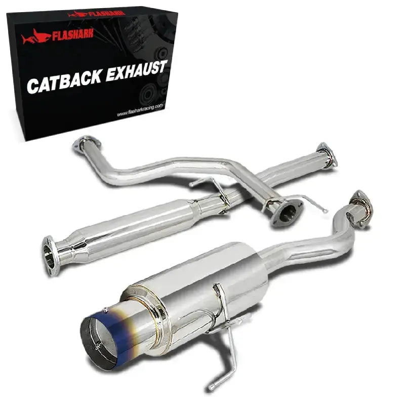 1992-2000 Honda Civic 1.6L 4 Inch Burnt Rolled Muffler Tip 2.25" Catback Exhaust System Flashark