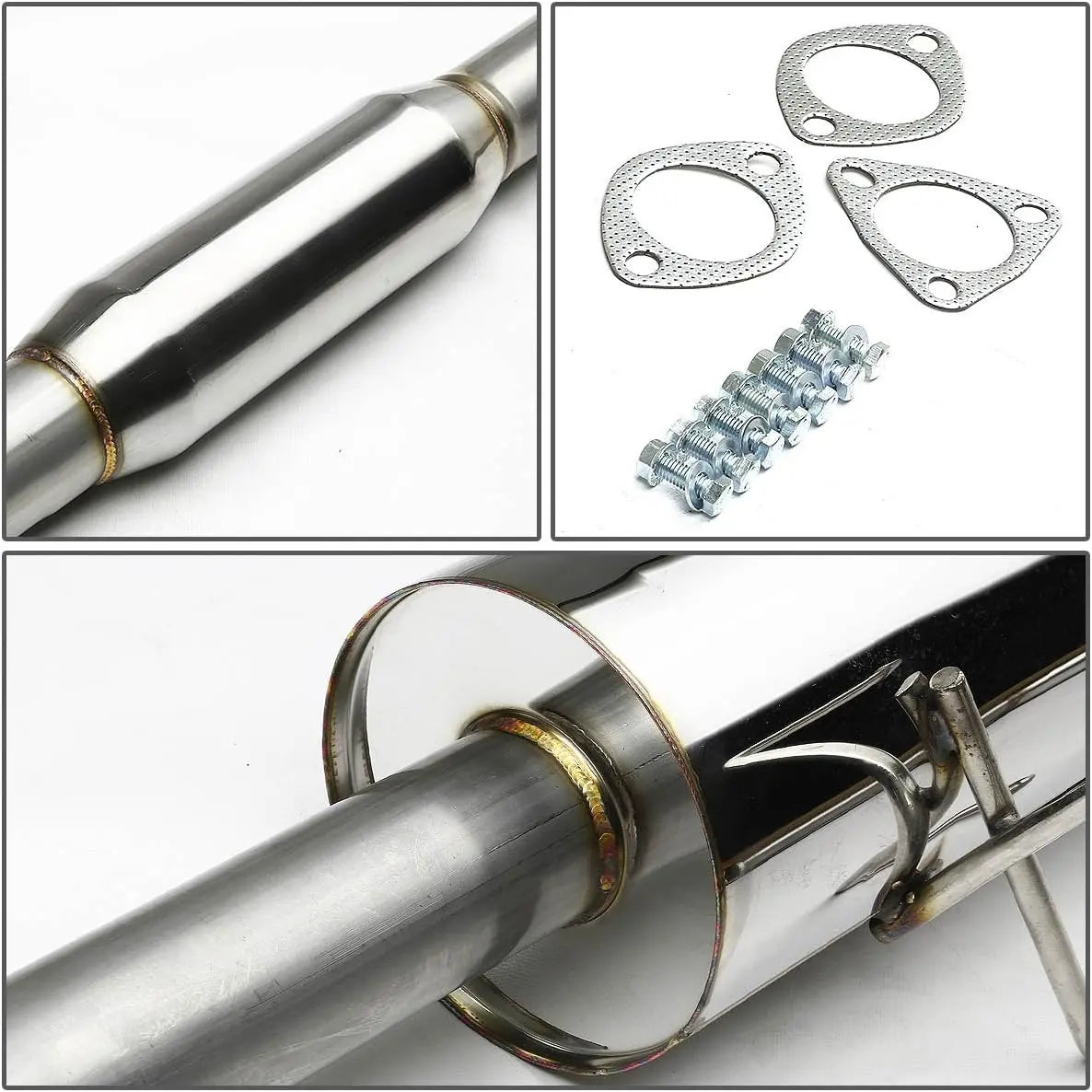 1992-2000 Honda Civic 1.6L 4 Inch Burnt Rolled Muffler Tip 2.25" Catback Exhaust System Flashark