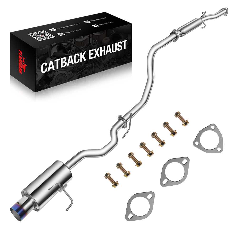 1992-2000 Honda Civic 1.6L 4 Inch Burnt Rolled Muffler Tip 2.25" Catback Exhaust System Flashark