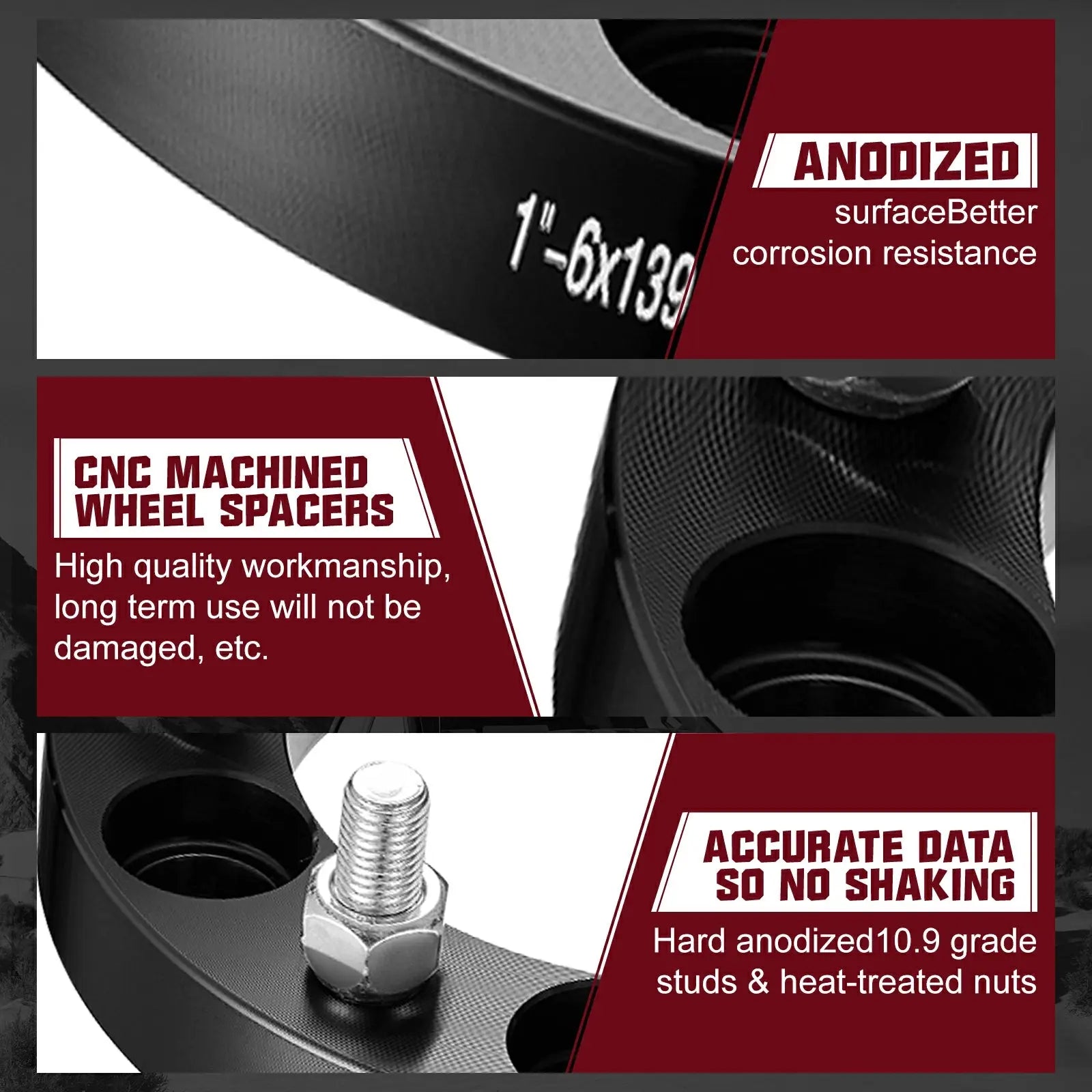 1993-2022 Tacoma 4Runner Tundra FJ Land Cruiser Black 6X5.5 Wheel Spacers 4PCS Flashark