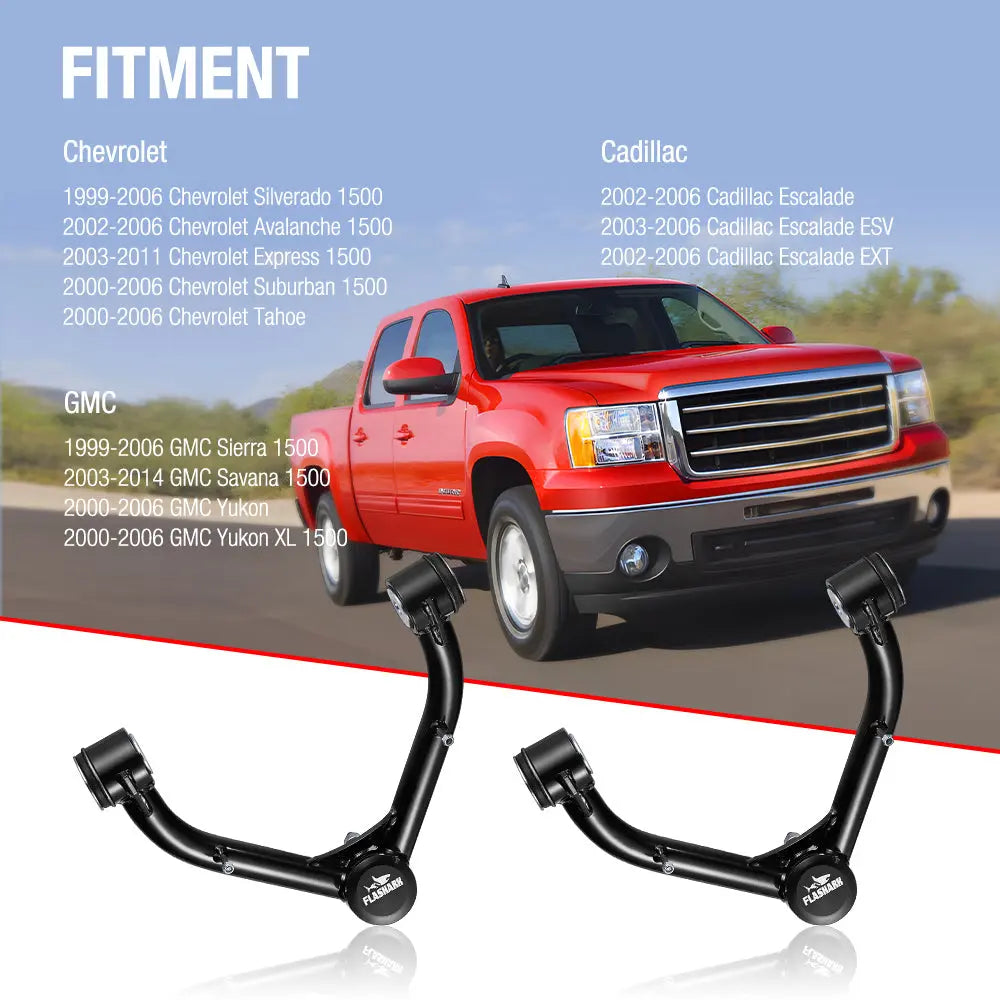 1999-2006 Chevy Silverado GMC Sierra 1500 Cadillac Lifted Front Upper Control Arms 2 Inch-4 Inch Flashark