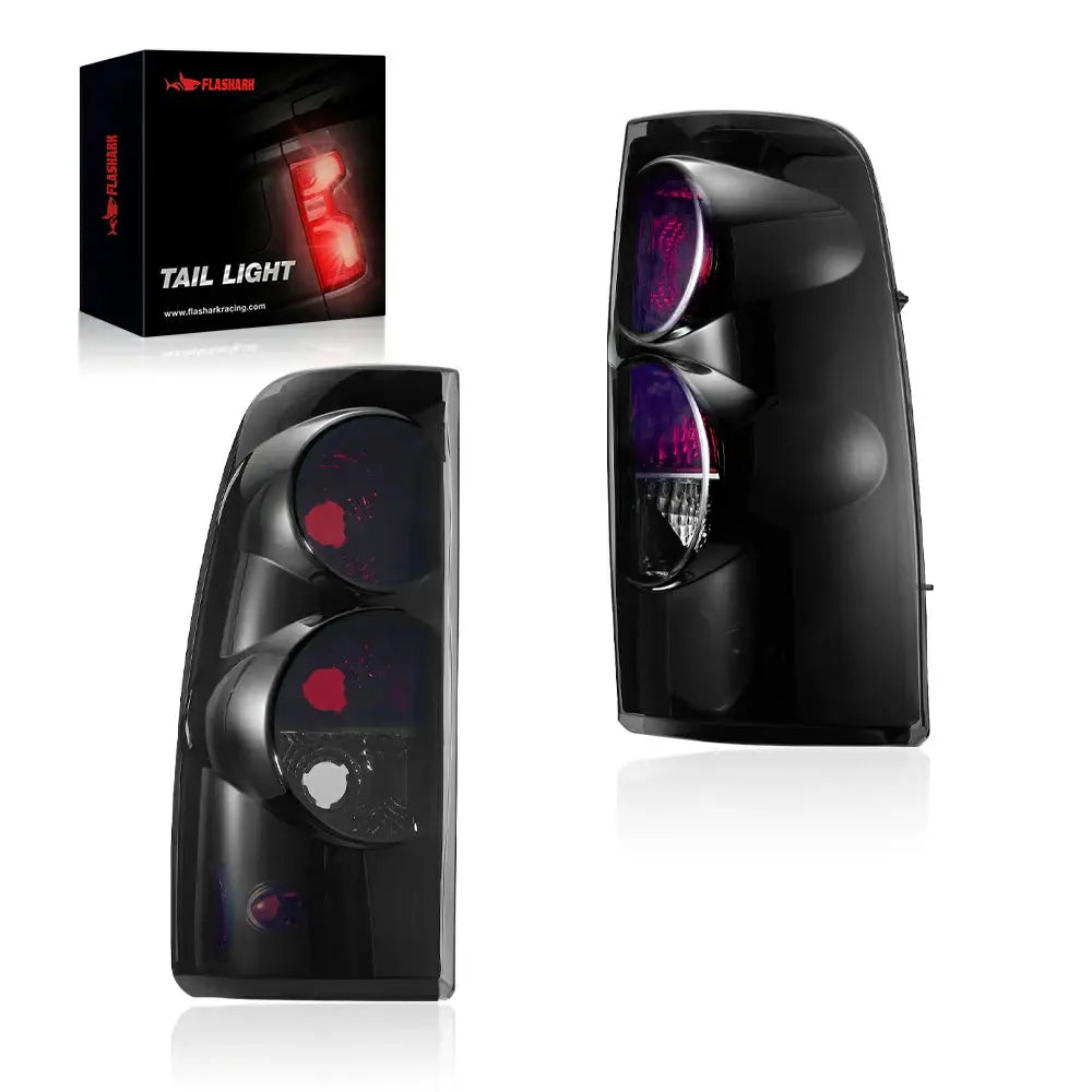 1999-2007 Chevy Silverado GMC Sierra Black Smoke Tail Light Assembly - Driver + Passenger (Left + Right) Set Flashark