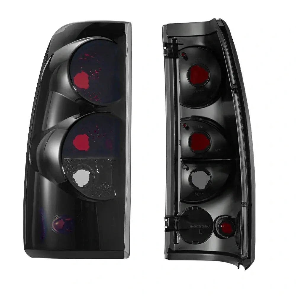 1999-2007 Chevy Silverado GMC Sierra Black Smoke Tail Light Assembly - Driver + Passenger (Left + Right) Set Flashark