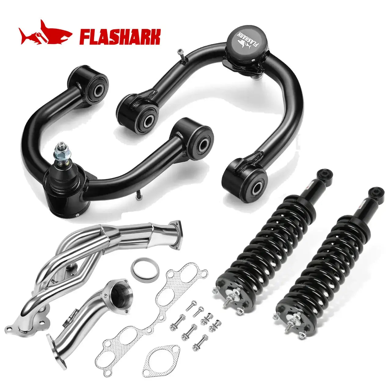 Exhaust Header/Front Strut/Upper Control Arms for 1995-2001 Toyota Tacoma 2.4L/2.7L L4 Flashark