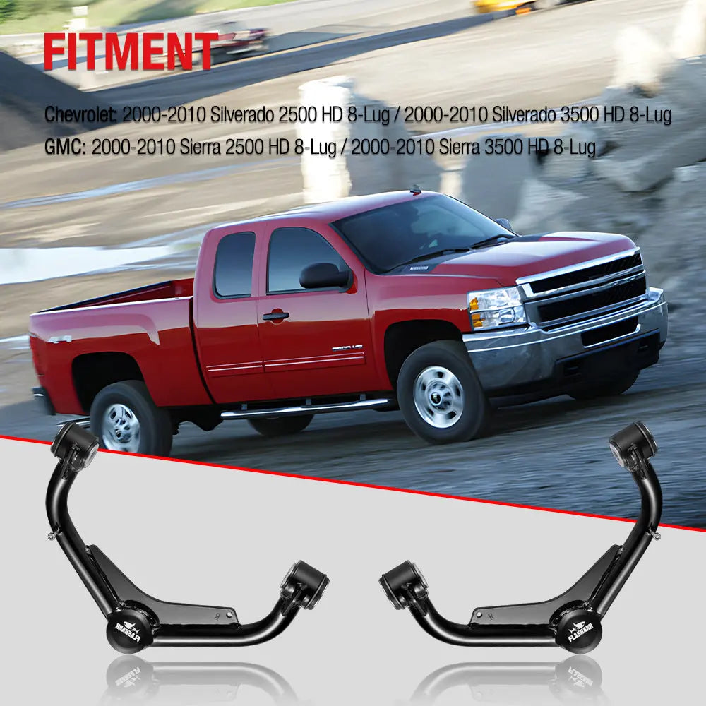 2001-2010 Chevy Silverado GMC Sierra 2500 3500HD Hummer H2 Lifted Front Upper Control Arms 2 Inch-4 Inch Flashark