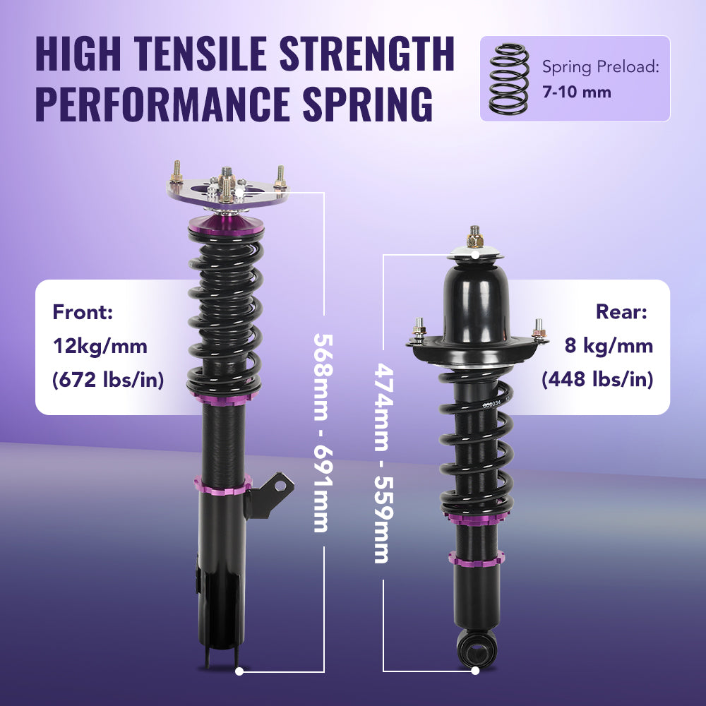 Amortiguadores tipo coilover para Toyota Corolla (E120/E130) y Matrix (E130) 2003-2008, 4 piezas
