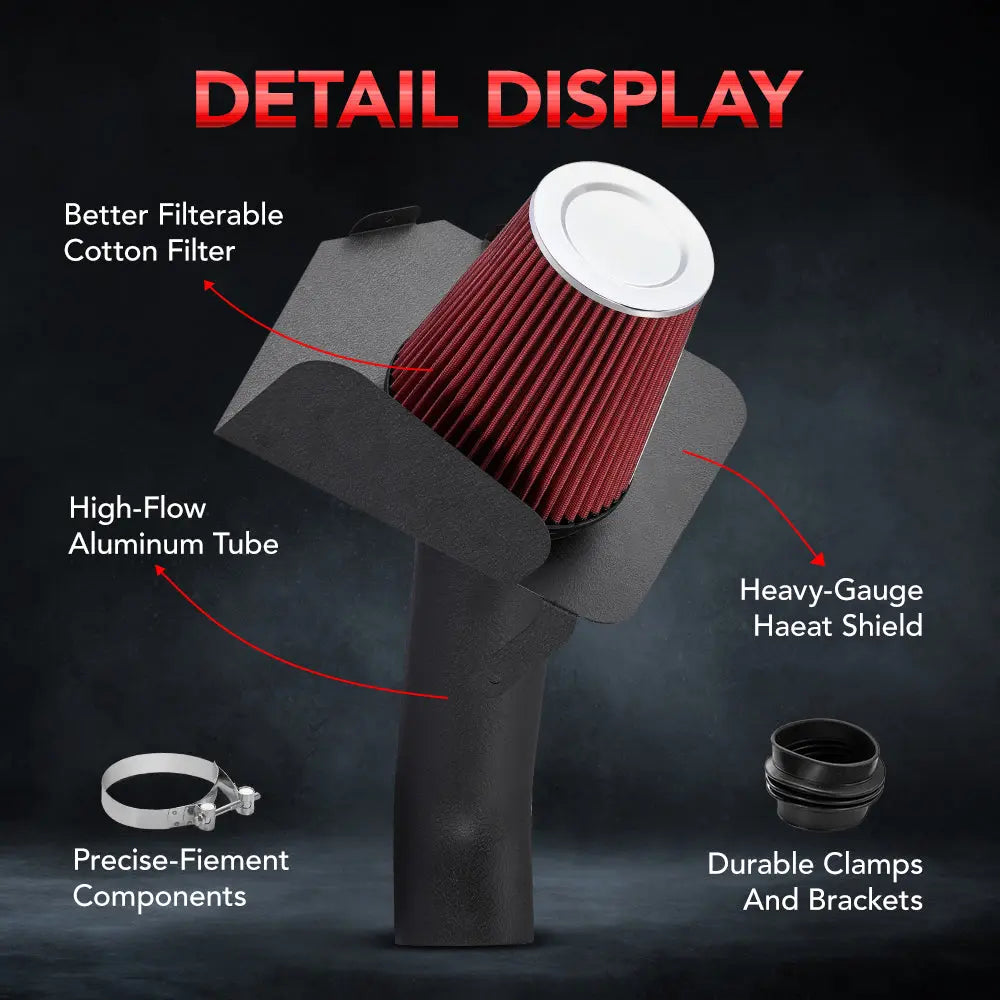 2007-2008 Chevrolet Silverado Sierra 1500 4.8L 5.3L 6.0L 6.2L 2WD Exhaust Header Air Intake Kit All-In-One Kit Flashark