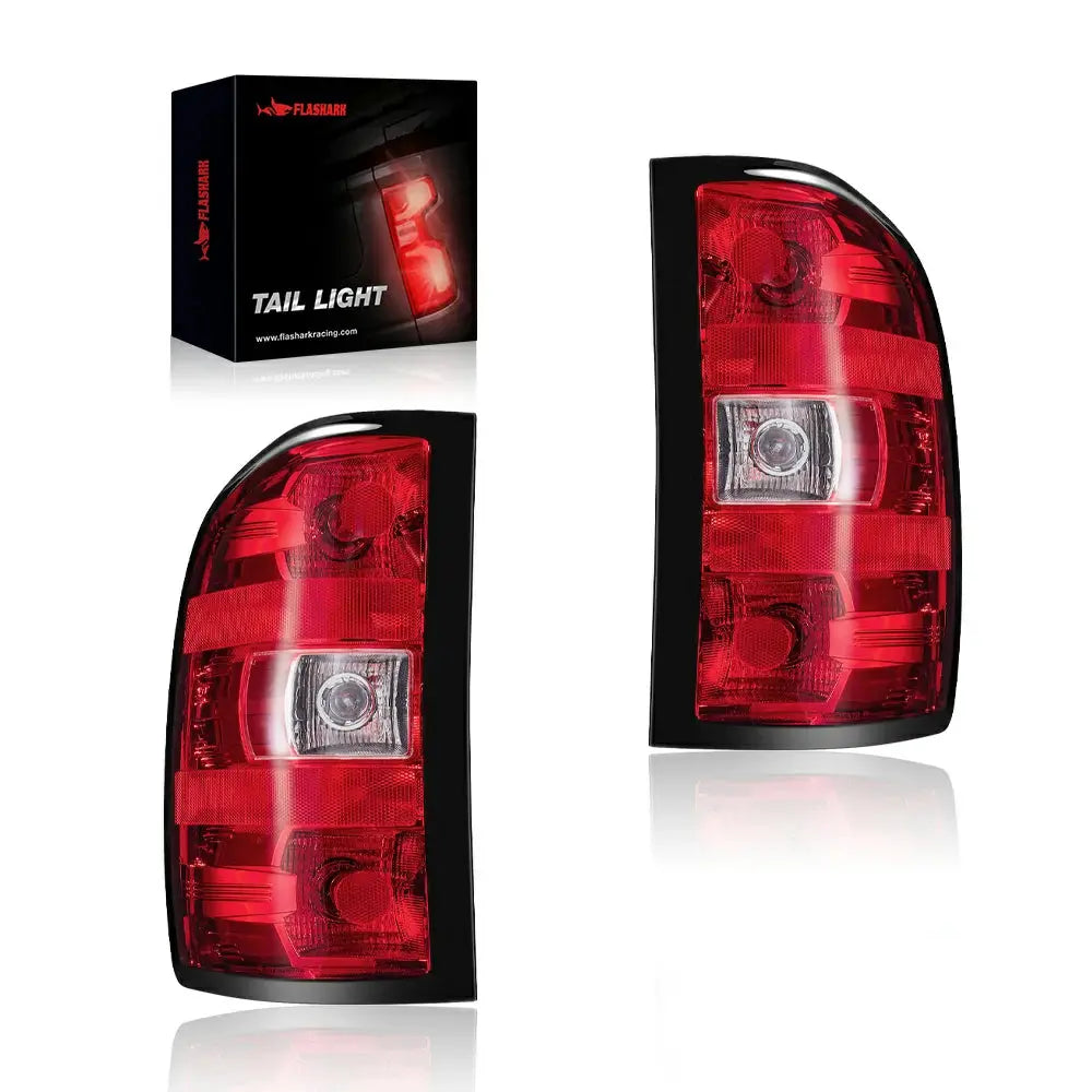 2007-2013 Chevrolet Chevy Silverado GMC Sierra Tail Light Assembly - Driver + Passenger (Left + Right) Set Flashark