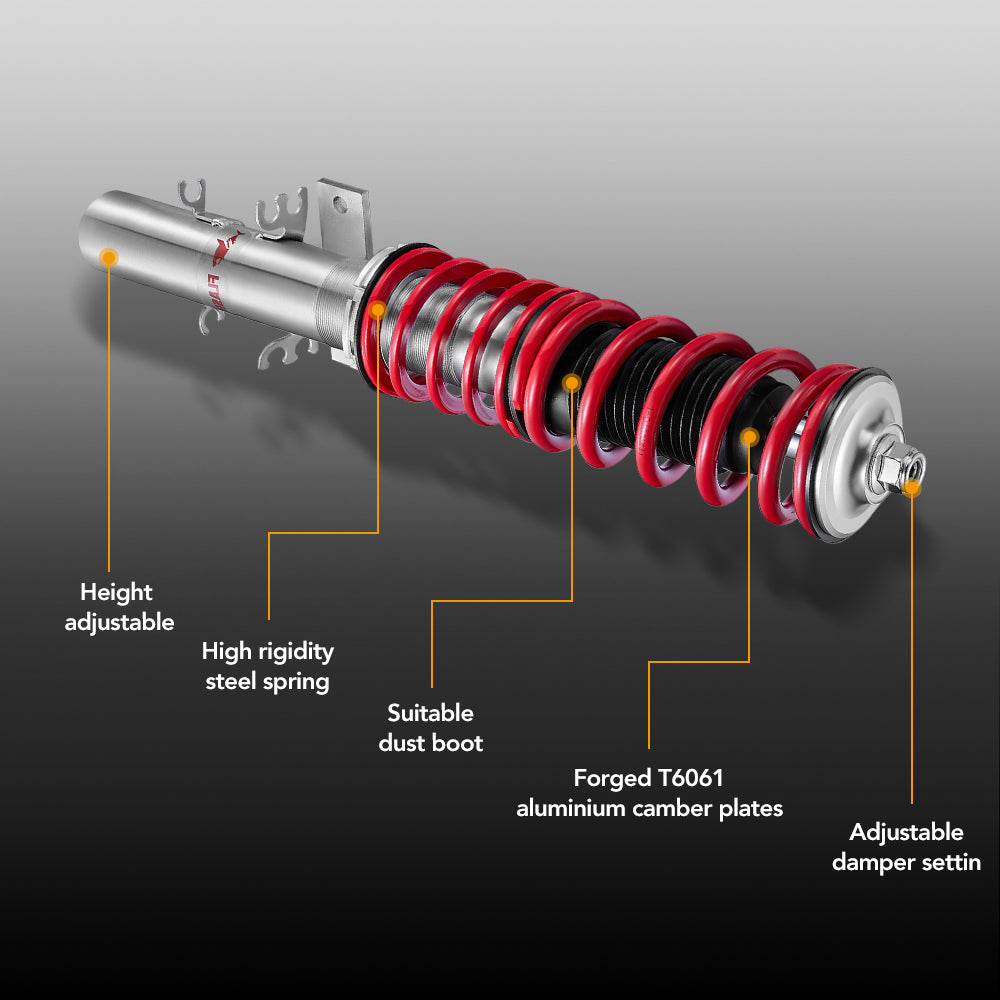 2009 - 2017 Volkswagen VW Polo Typ 6R and 6C 1.2, 1.4, 1.6, 1.4 TDi, 1.6TDi Coilover Shock Absorbers Struts 4PCS