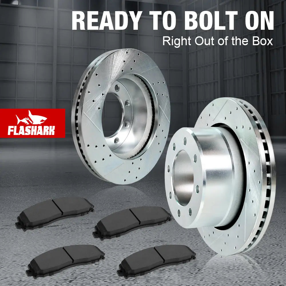 2009-2018 Dodge Ram 2500 3500 Brake Rotors and Pads Kit - Front and Rear Flashark
