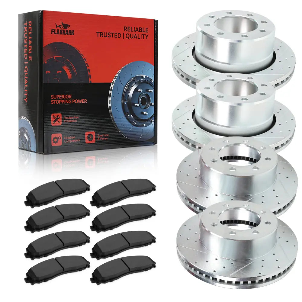 2009-2018 Dodge Ram 2500 3500 Brake Rotors and Pads Kit - Front and Rear Flashark