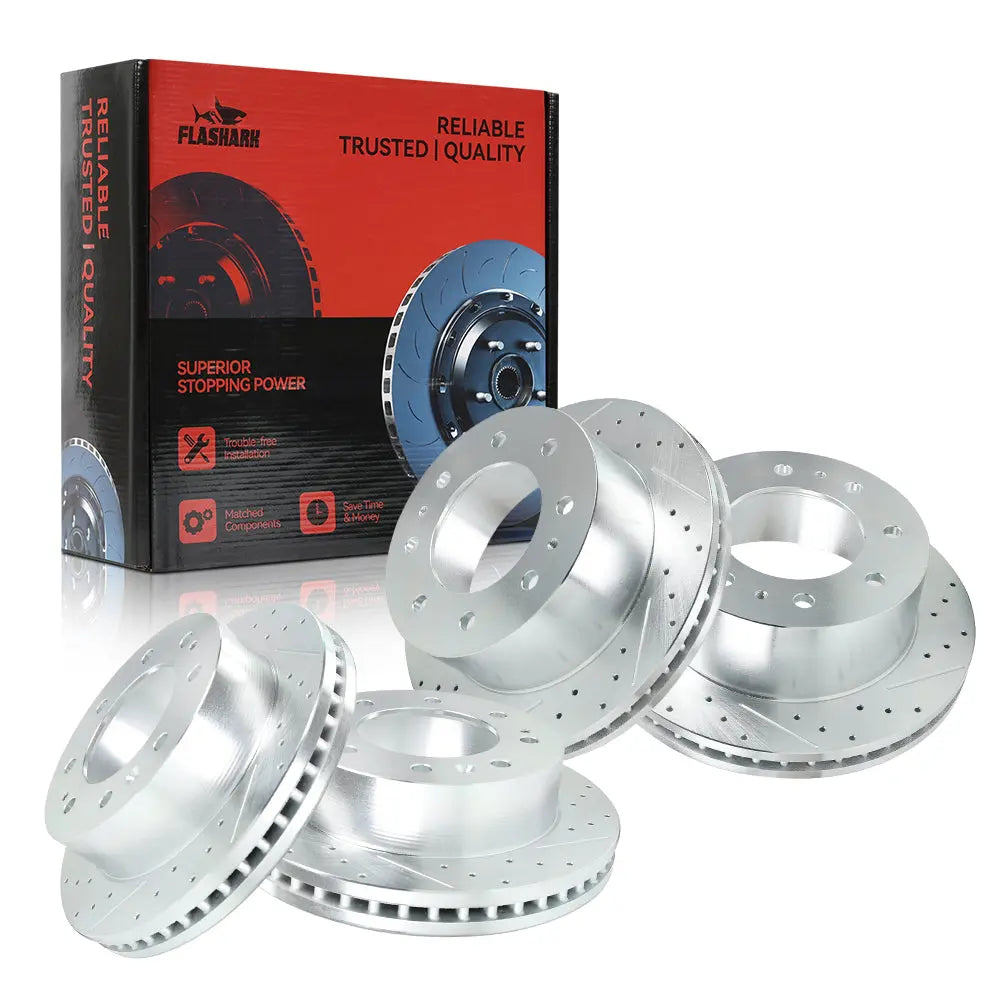 2011-2019 Chevrolet Silverado GMC Sierra 2500 3500 Disc Brake Rotors - Front and Rear Flashark
