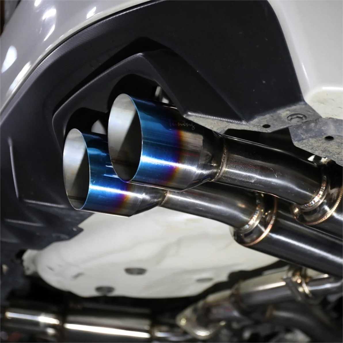 2015-2021 Subaru WRX / STI 4-inch Quad Muffler Tip Catback Exhaust System w/ N1 Style Burnt Tip Flashark