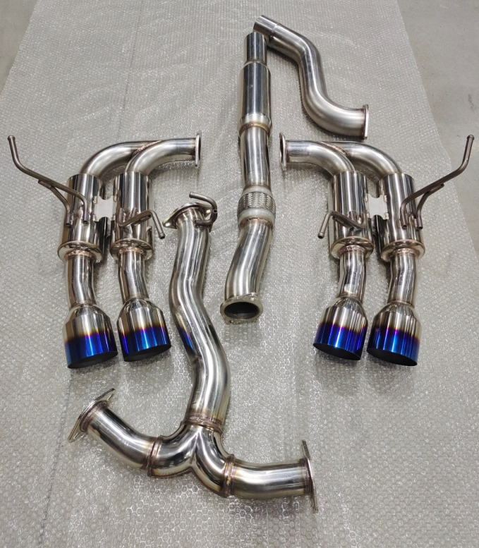 Catback Exhaust System for 2015-2021 Subaru WRX / STI, 4-inch Quad Muffler Tips, N1 Style Burnt Tip