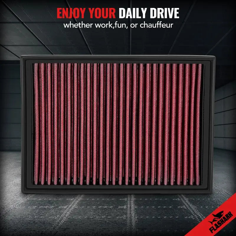 Air Filter for 1996-2007 BMW L6 325Ci/ M3/X3/320Ci/320/25Ti Reusable & Washable Replacement High Flow Flashark