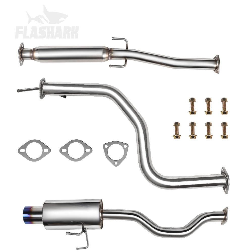 2.25" Catback Exhaust System For 1992-2000 Honda Civic 1.6L with 4" Burnt Rolled Muffler Tip