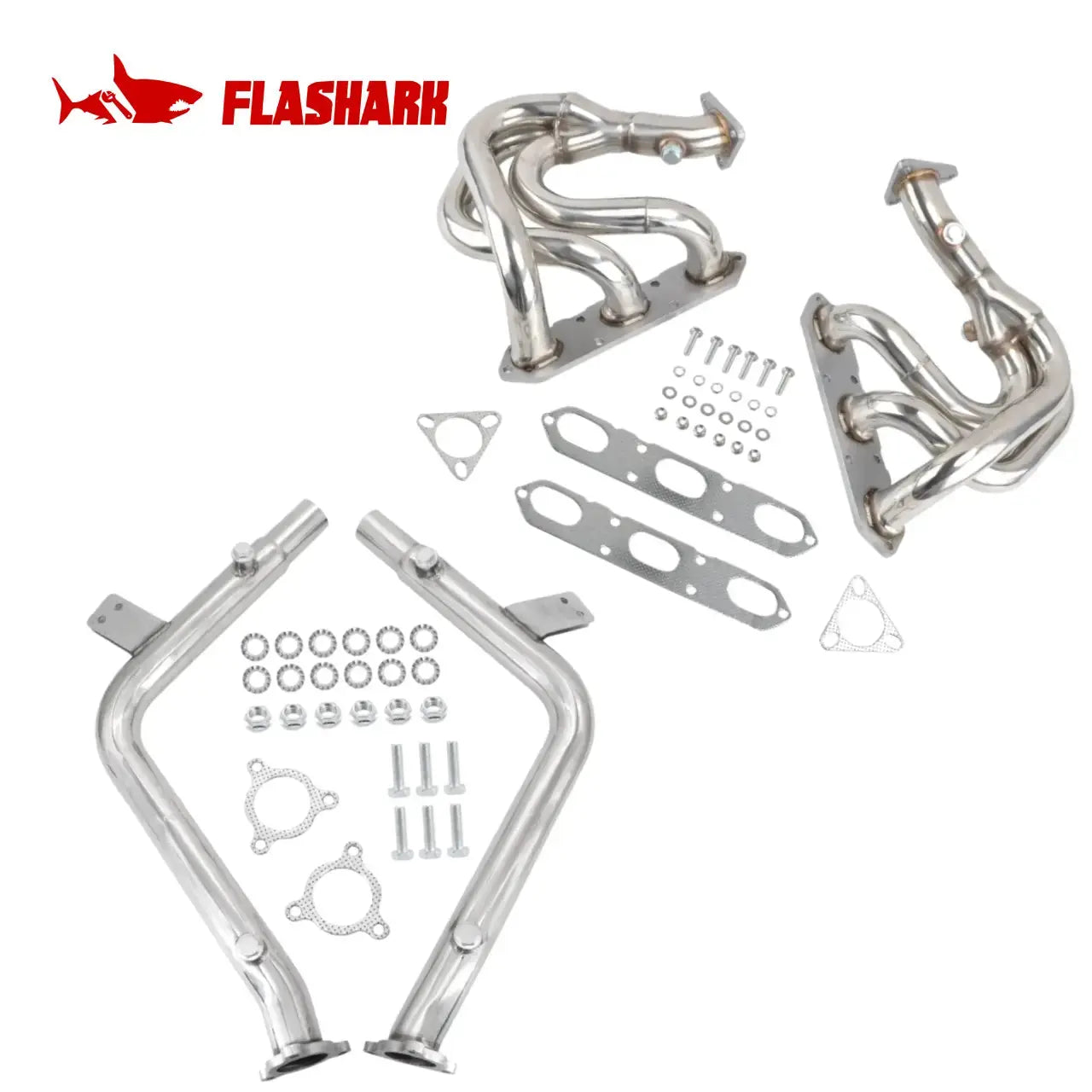 Exhaust Header/Downpipe Exhaust All-In-One Kit for 2000-2004 Porsche Boxster 986 2.7L / 3.2L Flashark