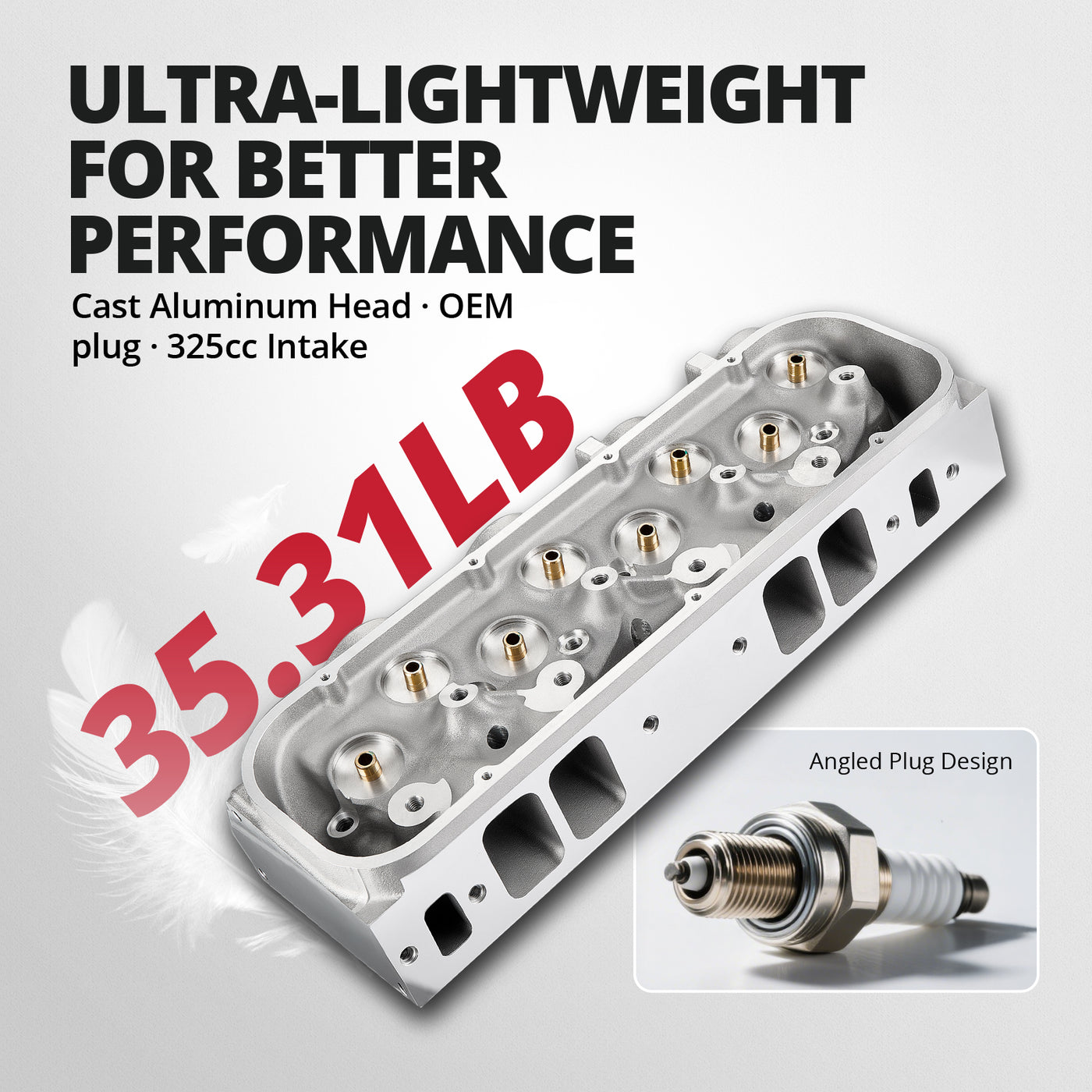 Culata de aluminio fundido para motores BBC (tapón angular) — Compatible con Chevy V8 de 1965 a 2000 (396/427/454/502)