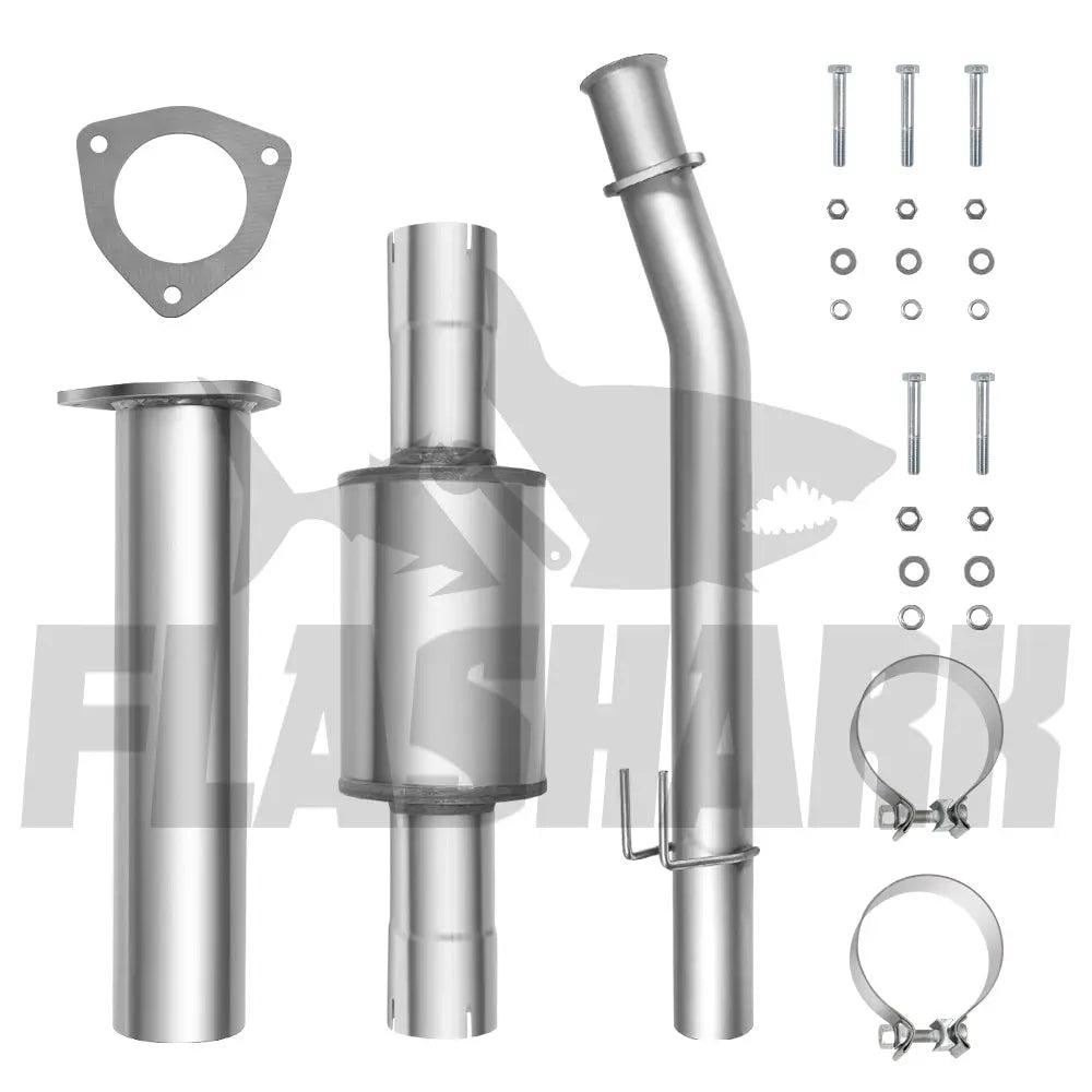 4.0/5.0 Inch 2011-2023 6.7 Powerstroke Ford F-250 F-350 F-450 DPF Delete Race Pipe Downpipe-Back w/Muffler Exhaust Flashark