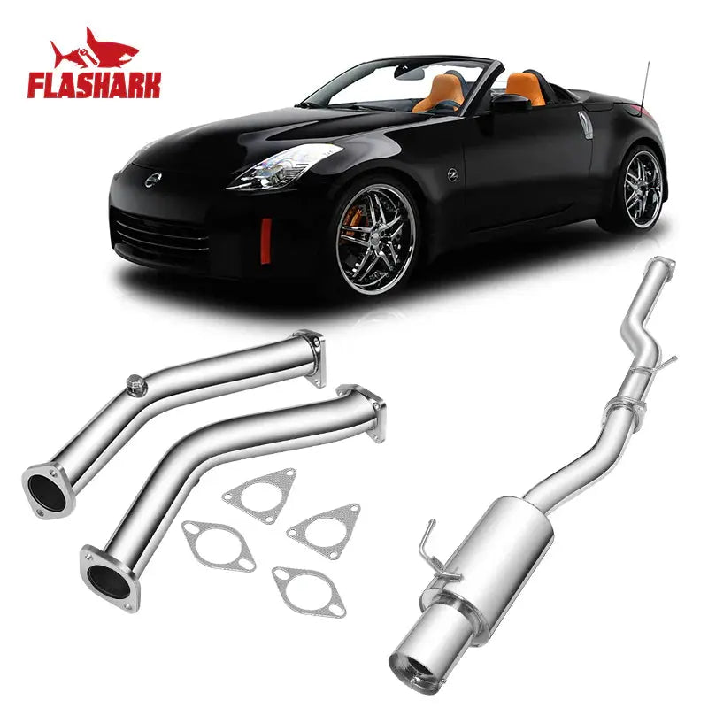 4.5 Inches Single Tip 3 Inches Pipe Catback Exhaust for 2003-2008 Nissan 350Z Infiniti G35 (Copy) Flashark