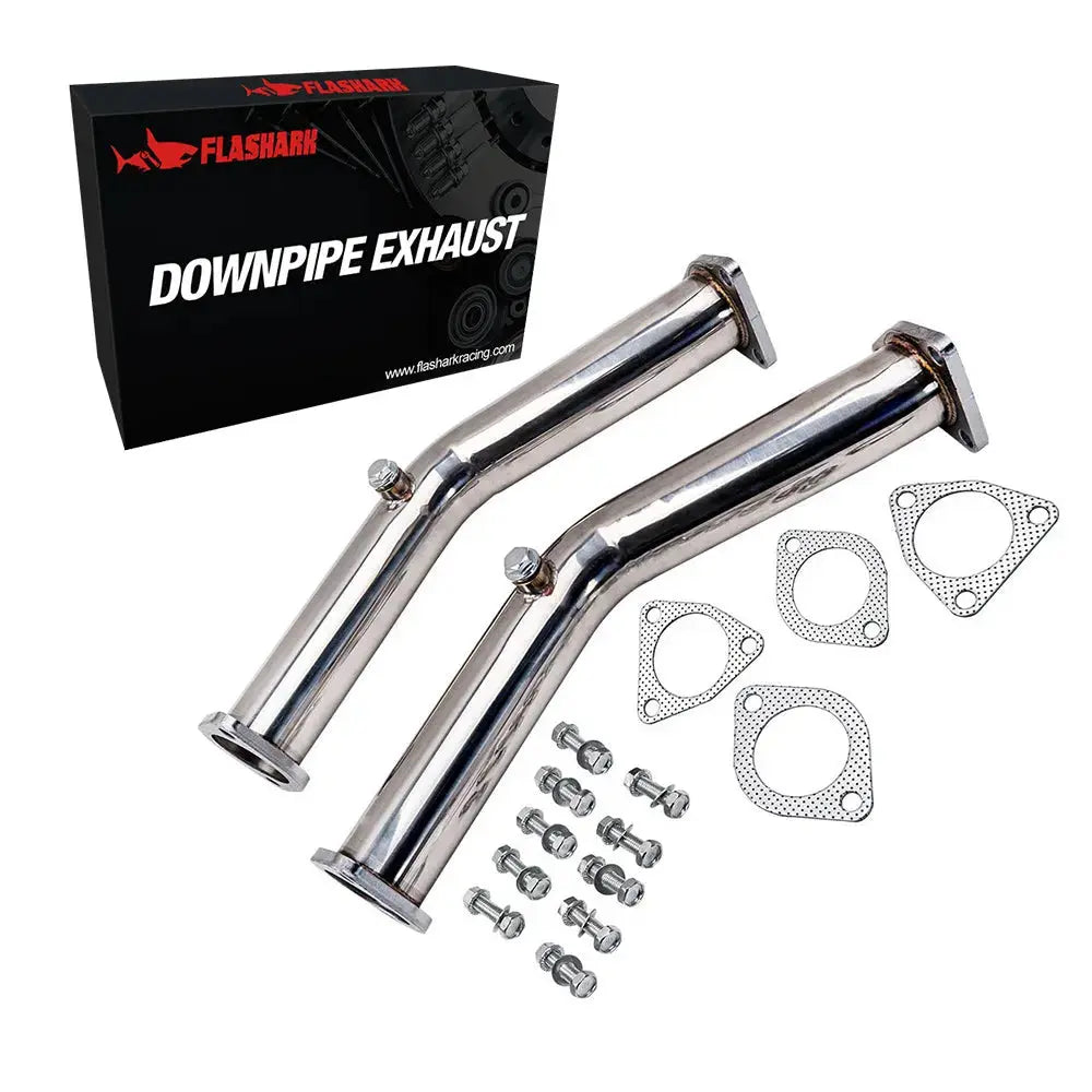 Exhaust Header/Downpipe Exhaust/Cat-Back Exhaust w/ 4.5" Dual Burnt Tips for 2003-2006 Nissan 350Z Flashark
