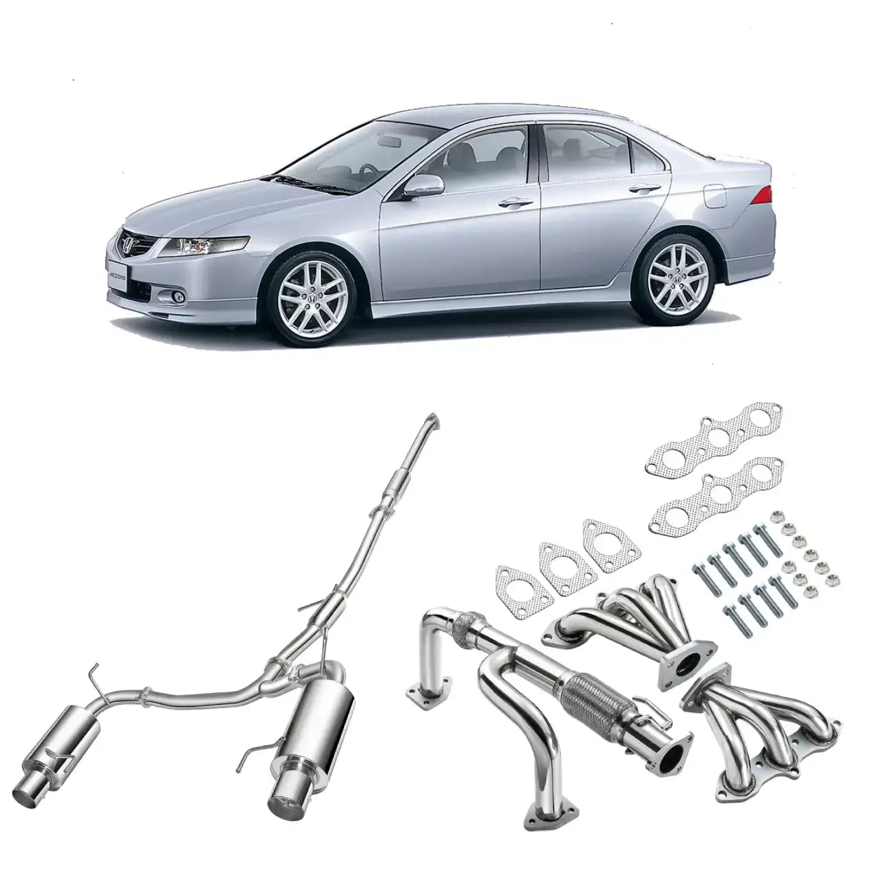 1998-2002 Honda Accord J30 V6 Exhaust Header/ Catback Exhaust w/4.5" Muffler Tip All-In-One Kit Flashark