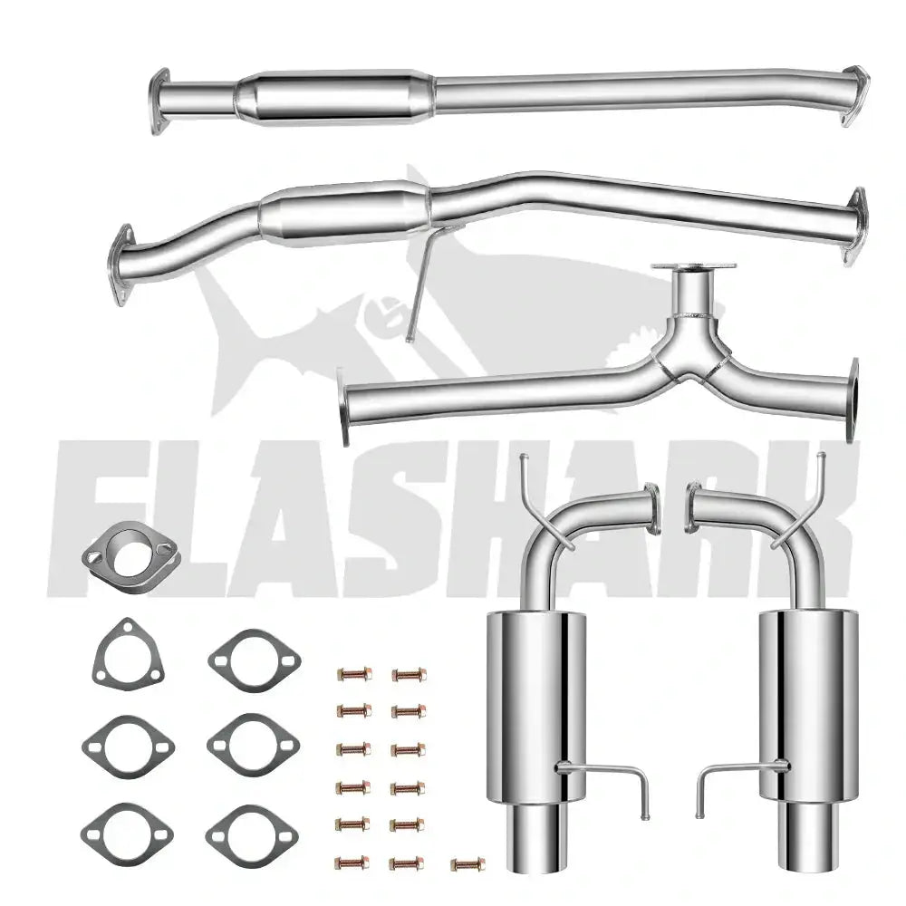 Exhaust Header/ Catback Exhaust w/4.5" Muffler Tip for 1998-2002 Honda Accord J30 V6 Flashark