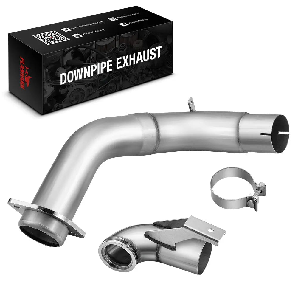 4" Turbo Downpipe Exhaust For 2015-2019 Ford 6.7L Powerstroke F250 F350 F450 F550 Flashark