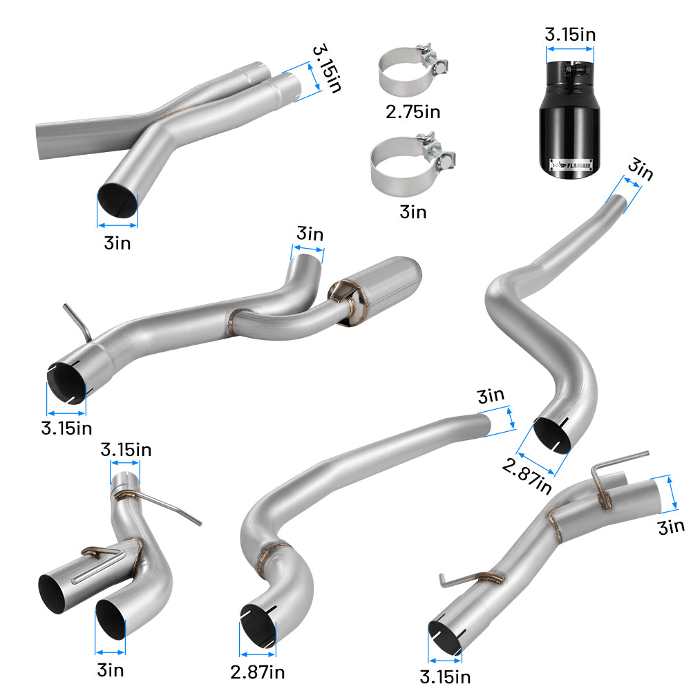 2016-2024 Chevy Camaro SS/ZL 1 6.2L Catback Exhaust 3" Dual(New Arrival)