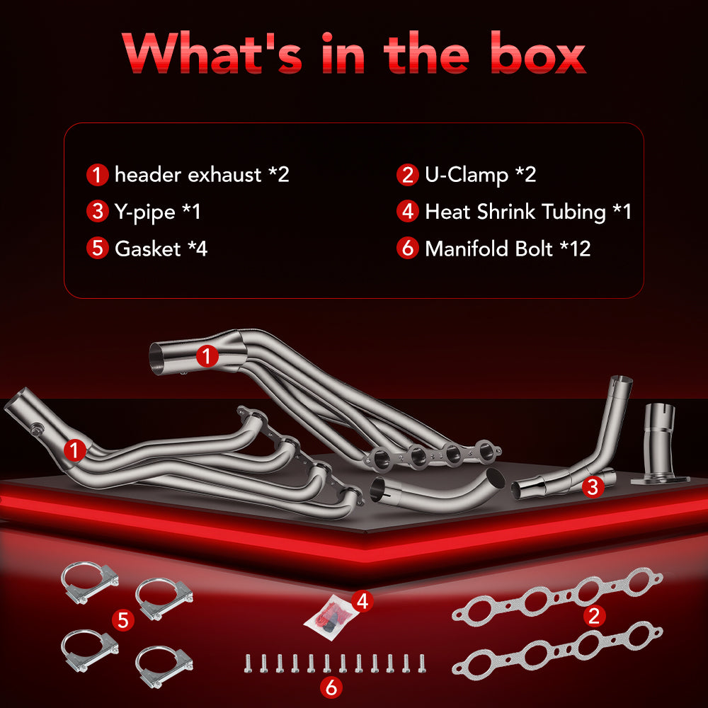 Long Tube Headers & Y-Pipe for 1999-2006 Chevy/GMC Silverado/Avalanche/Sierra 1500 4.8L/5.3L/6.0L with Optional Cold Air Intake
