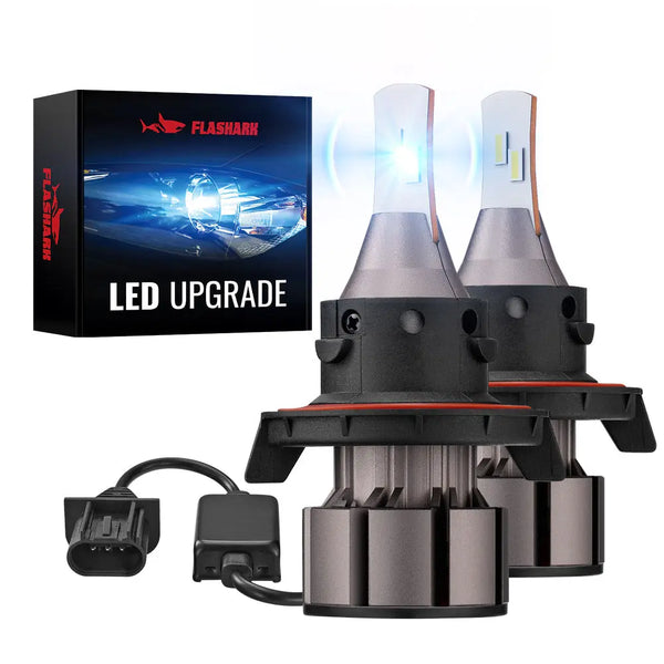 L2 H13/9008 100W 6000K 18000LM White IP67 LED Headlight Bulbs 2Pcs Flashark