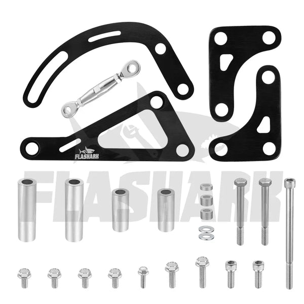 Adjustable Alternator Power Steering Bracket Kit LWP Chevy Small Block Flashark