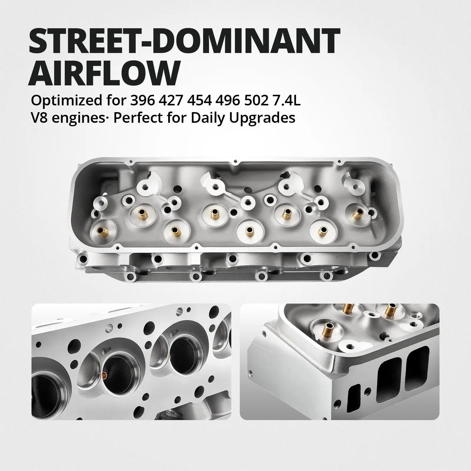 Cast Aluminum Cylinder Head for BBC Engines (Angled Plug) — Fits 1965-2000 Chevy V8 (396/427/454/502) (Copy) Flashark
