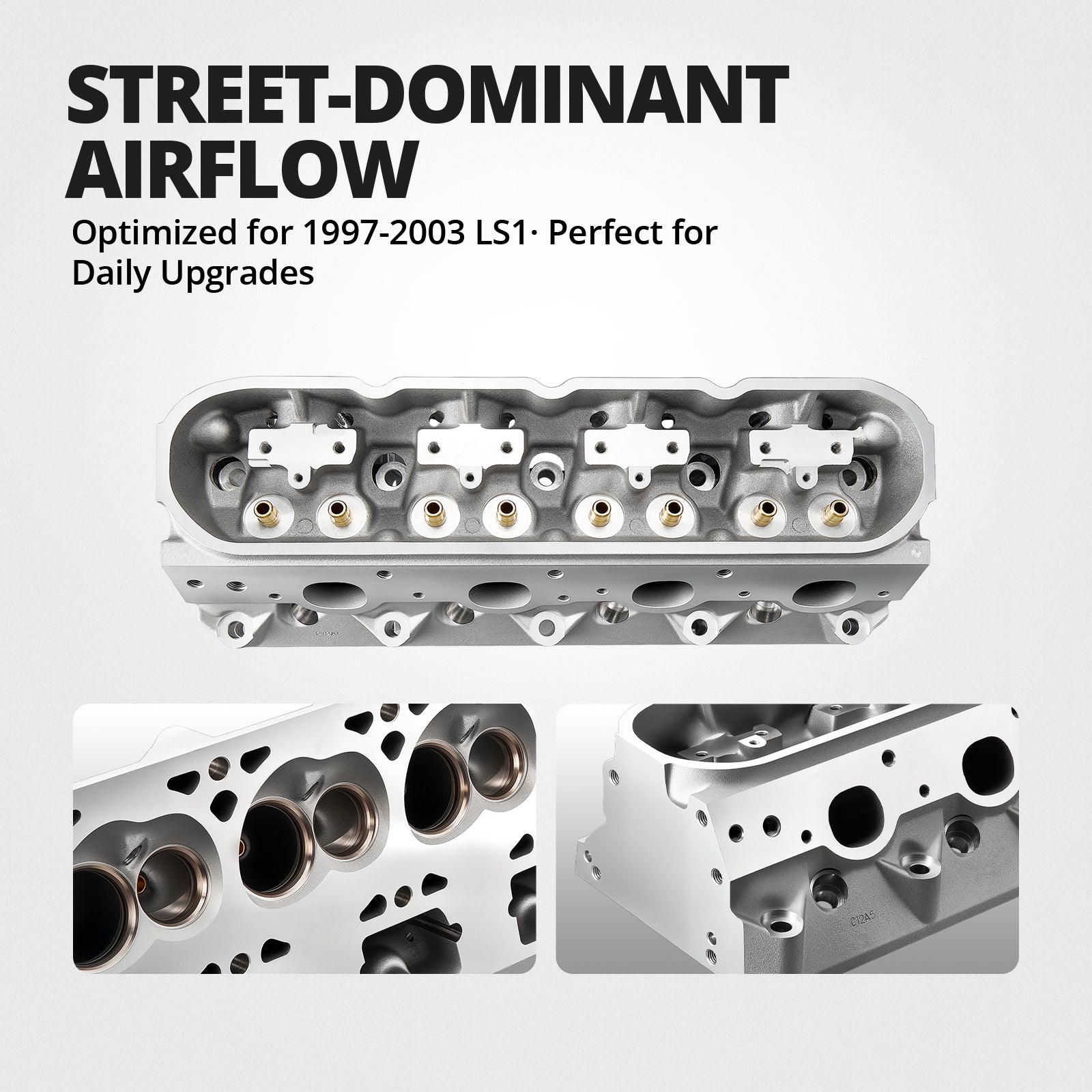Cast Aluminum Cylinder Head for LS1 Engines (Angled Plug) – Fits 1997-2003 Chevrolet LS1