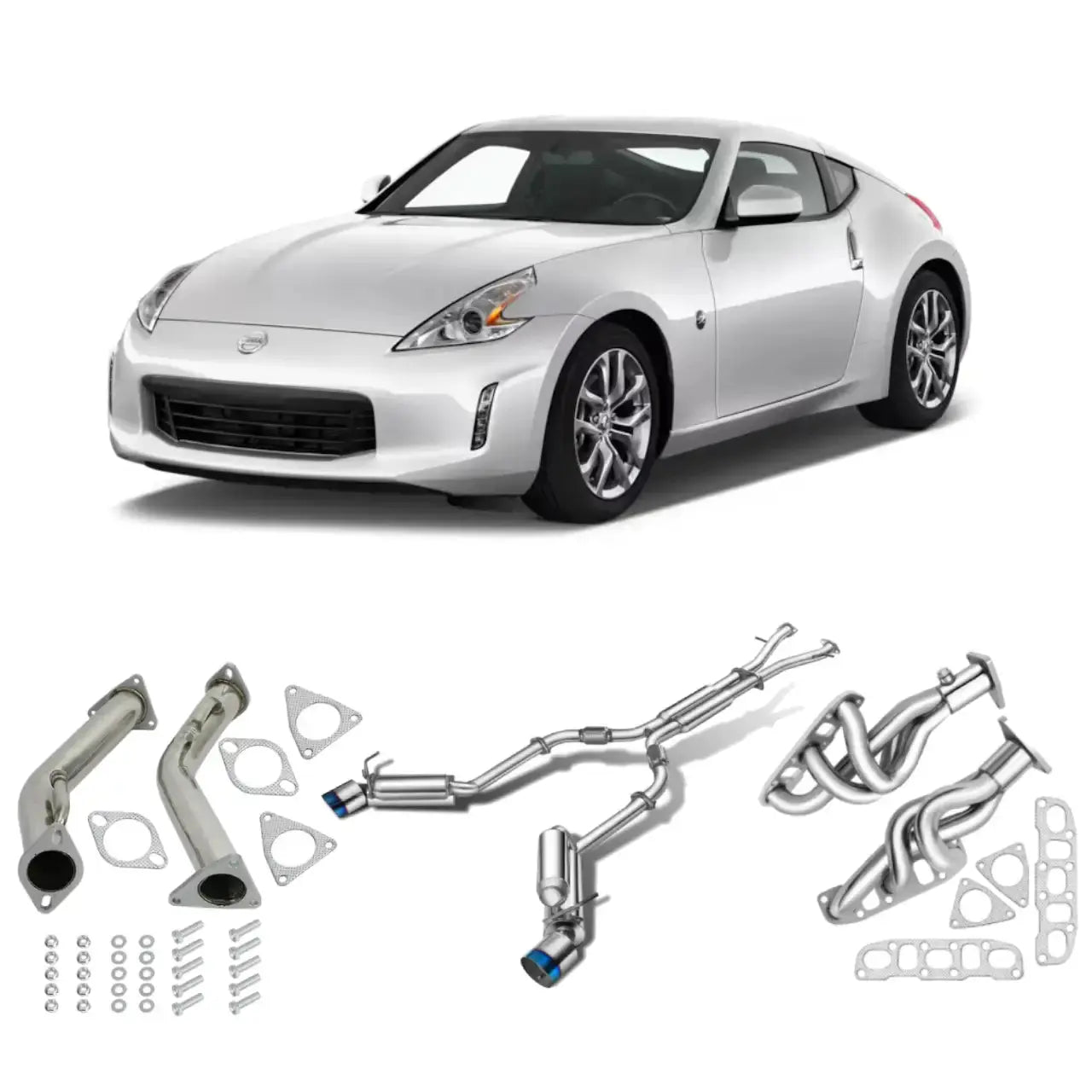 Exhaust Header/Catback All-In-One Kit for 2009-2013 Nissan 370Z 3.7L V6 Flashark