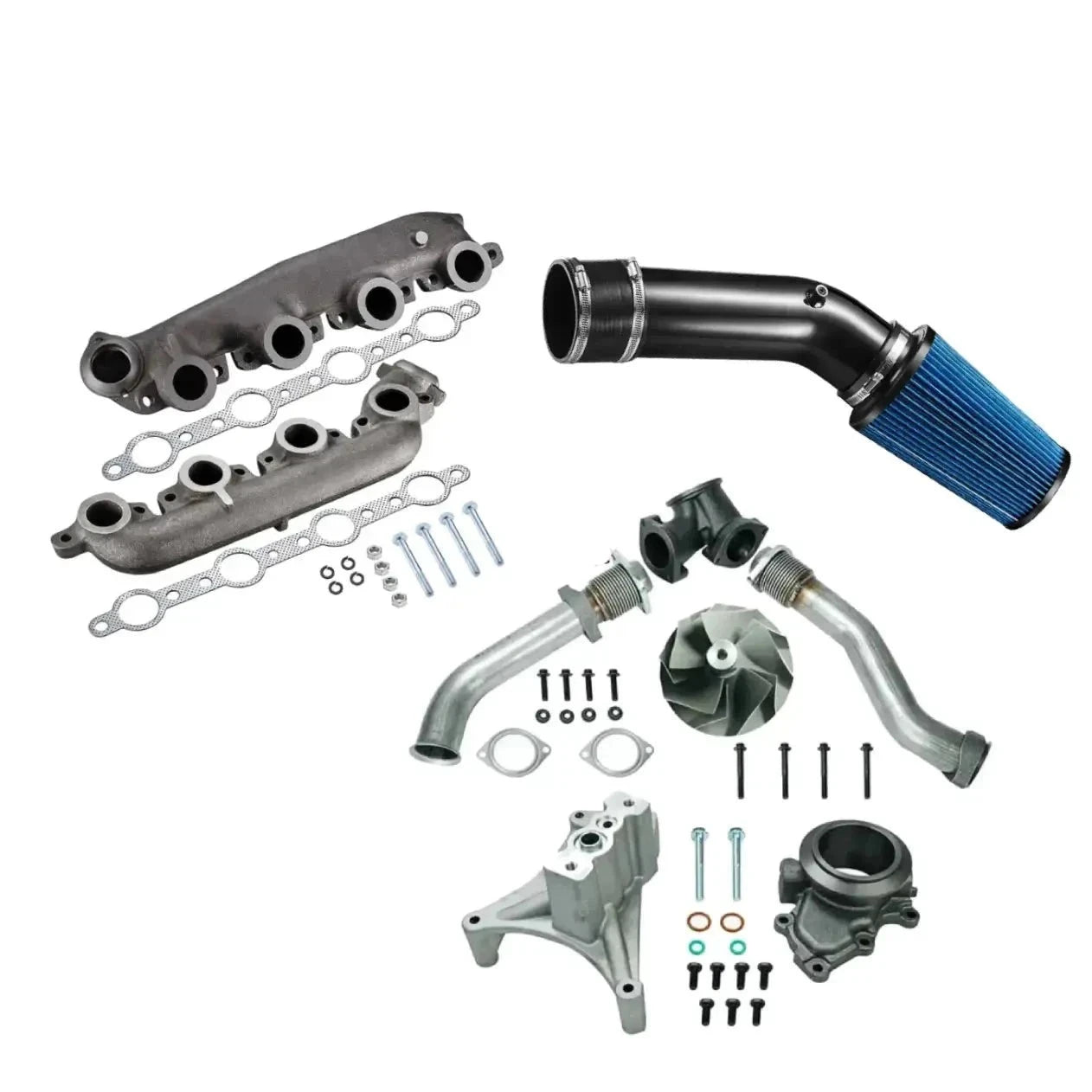 Exhaust Manifold/Up-Pipe Exhaust/Cold Air Intake Kit for 1999.5-2003 Ford 7.3 Powerstroke Diese Flashark